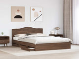 Bed Frame with Drawer Brown Oak 150 x 200 cm Engineer Wood 3413407