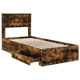 Bed Frame with Headboard Smoked Oak 90 x 190 cm Engineered Wood 3410031