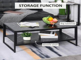 Coffee Table, Two-Tier Marble Centre Table with Metal Frame and Storage Shelf for Living Room, 106 x T3398P343257