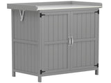 Wooden Garden Shed, Garden Tool Storage Shed Hinged Roof and Shelf, Outdoor Storage Cabinet T3398P325225