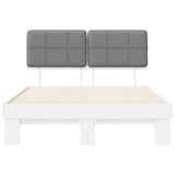 Bed Frame with Upholstered Headboard White and Light grey 877413