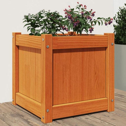 Garden Planter Wax Brown 40x40x40 cm Solid Wood Pine 837408