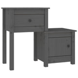 Bedside Cabinet 2 pcs Grey 79.5x38x65.5 cm Solid Wood Pine 814544