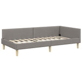 Corner Bed Frame with Headboard Taupe 90 x 200 cm Fabric 42016122