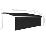 3069304 Manual Retractable Awning with Blind&LED 4x3m Anthracite