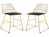 Set of 2 Bar Stools, Modern Counter Height Breakfast Bar Chairs with Wire Metal Frame for Kitchen, T3398P378036