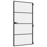 Interior Door Slim Black 102.5x201.5 cm Tempered Glass and Aluminium 155123
