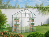 Mini Walk-in Greenhouse with PVC Cover, 4-Shelf Indoor Outdoor Planting Green House for 62584139