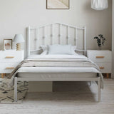 Bed Frame White Powder-Coated Steel Single Bed Frame 373833