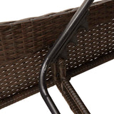 Sun Lounger with Cushions Brown 114x205x73 cm Poly Rattan 368294