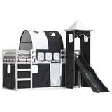 Bunk Bed without Mattress with Slide White and Black 90x190 cm Single 3284182