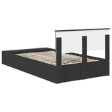 Bed Frame with Shelf Manual Black 135 x 190 cm Engineered Wood 3408376