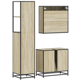 ZNTS 3 Piece Bathroom Furniture Set Sonoma Oak Engineered Wood 3301126