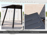 Square Garden Table with Slat Top, Steel Frame, Outdoor Table for 4 Person, 80 x 80 x 74 cm, Black T3398P323873