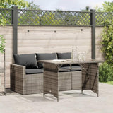 2 Piece Garden Dining Set with Cushions Grey Poly Rattan 366331