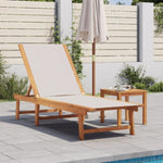 ZNTS Sun Lounger Grey Solid Wood Acacia and Textilene 4008413