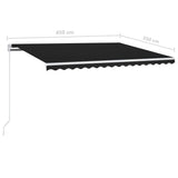 ZNTS Manual Retractable Awning with LED 450x350 cm Anthracite 3069004