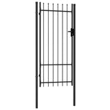 Fence Gate Single Door with Spike Top Steel 1x2 m Black 145746