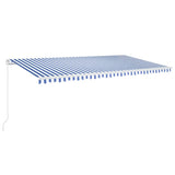 ZNTS Manual Retractable Awning with LED 600x350 cm Blue and White 3069041