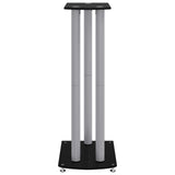 Speaker Stands 2pcs Black&Silver Tempered Glass 3 Pillars Design 51803