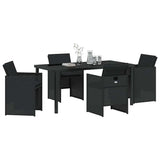 Garden Dining Set with Cushion 5 pcs Black Poly Rattan 3379946