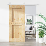 Sliding Door with Hardware Set 90x210 cm Solid Wood Pine 3203222