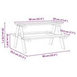 Children's Table with Benches IRUN White 90x79.5x50cm Solid Wood 42000164