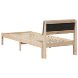 Bed frame Brown and taupe 75 x 190 cm Solid pine wood 878722