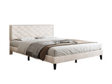 4ft6 Double Upholstered Velvet Bed Frame, with Adjustable Button-Tufted & Riveted Headboard, Velvet N652P179786W