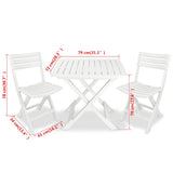 43581 3 Piece Folding Bistro Set Plastic White