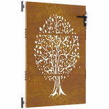 Garden Gate 85x150 cm Corten Steel Tree Design 153211