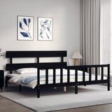 Bed Frame without Mattress Black 200x200 cm Solid Wood Pine 3193295