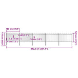 Garden Fence with Hoop Top Steel 8.5x1.2 m Black 277669