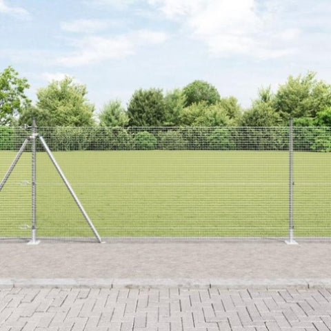 ZNTS Fence Post Set Set of 2 Galvanised steel 25 x 1 m Durable 3352318
