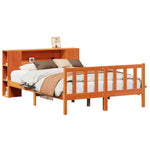 ZNTS Bookcase Bed without Mattress Wax Brown 135x190 cm Double Solid Wood Pine 3321668