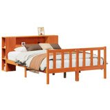 ZNTS Bookcase Bed without Mattress Wax Brown 135x190 cm Double Solid Wood Pine 3321668
