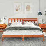 Bed Frame with Headboard Wax Brown 180 x 200 cm Solid Pine Wood 872223
