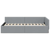 Corner Bed Frame Light Grey 80 cm x 200 cm Velvet 42016027