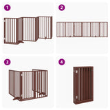 Dog Gate with Door Foldable 6 Panels Brown 300 cm Poplar Wood 352199
