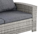6 Pieces PE Rattan Garden Furniture Set with Three-seat, Armchairs and Footstools, Aluminium Patio T3398P319995