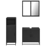 ZNTS 3 Piece Bathroom Furniture Set Black Engineered Wood 3300945