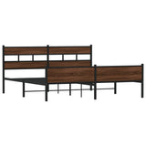 Metal Bed Frame without Mattress Brown Oak 183x213 cm 3308518