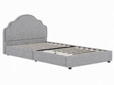 Scalloped Upholstered Kids Bed Frame 3FT Single - Princess Style Bed with Curved N606P480970G