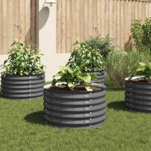 Garden Raised Bed 80x80x44 cm Galvanised Steel Grey 45530