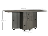 Multi-Storage Six-Person Drop Leaf Dining Table - Grey T3398P342379