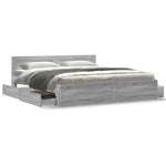 Bed Frame with Headboard without Mattress Grey Sonoma 180x200 cm Super King 3295546