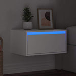 ZNTS Wall-mounted Bedside Cabinet with LED Lights White 860211