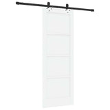 Sliding Door 73.5 x 198.5 cm Engineered Wood White and Black 3450108