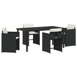 Garden Dining Set with Cushion 5 pcs Black Poly Rattan 3379974