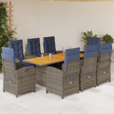9 Piece Garden Dining Set with Cushions Grey Poly Rattan 3212513